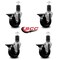 Service Caster 4'' Phenolic Swivel 1-5/8'' Expanding Stem Caster Set with Brake, 4PK SCC-EX20S414-PHS-PLB-158-4 - alternate 2